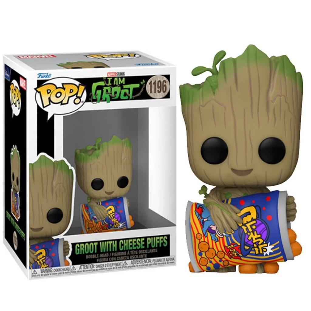 Funko Pop Marvel: I Am Groot - Groot W/Cheese Puffs - 1196 ( Caja Dañada)