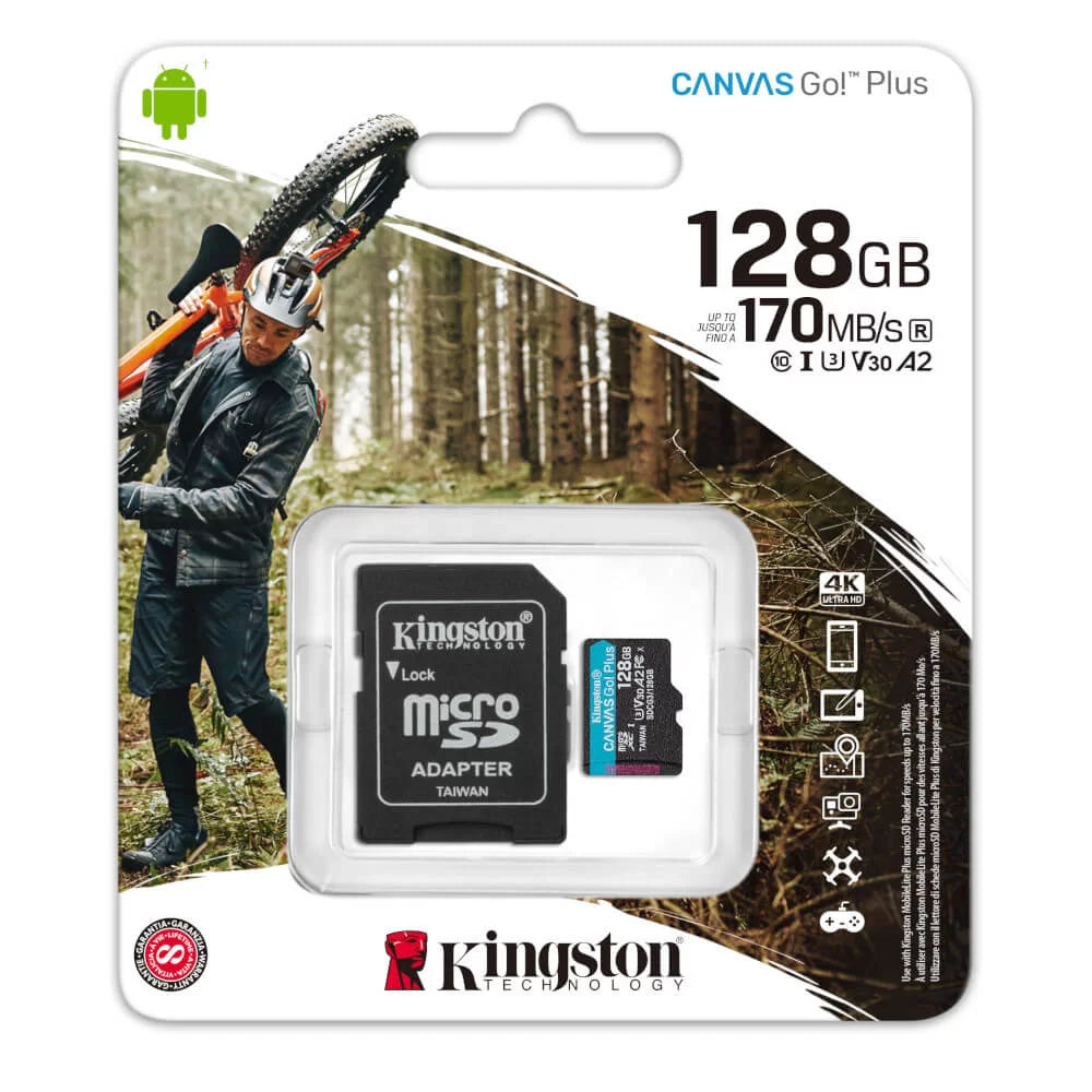 Micro SD 128GB Canvas Go Plus - 4K UHD - Kingston